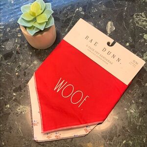 🌹Rae Dunn • Red Pet Bandanas • “WOOF” •